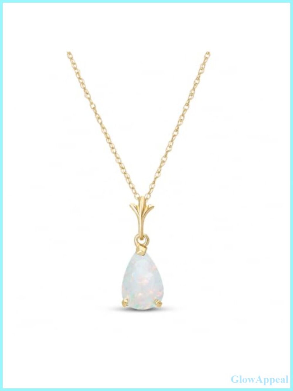 14K Solid Yellow Gold Natural Opal Pendant Necklace 22 Inch Chain Fine Jewelry